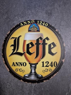 Leffe Bier Retro Alu Schild Beer Blechschild Kult Bar Deko Kneipe Vintage 20cm Ø