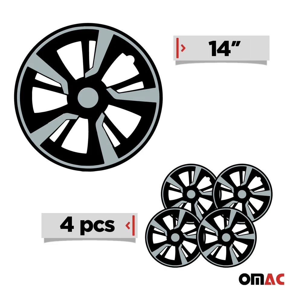 14" Wheel Covers Hubcaps fits Nissan Light Blue Black Gloss - Image 3 of 4