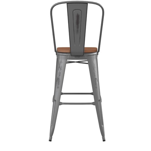 Flash Furniture Lincoln Contemporary Metal Vertical Back Indoor Barstool Clear - Picture 6 of 9