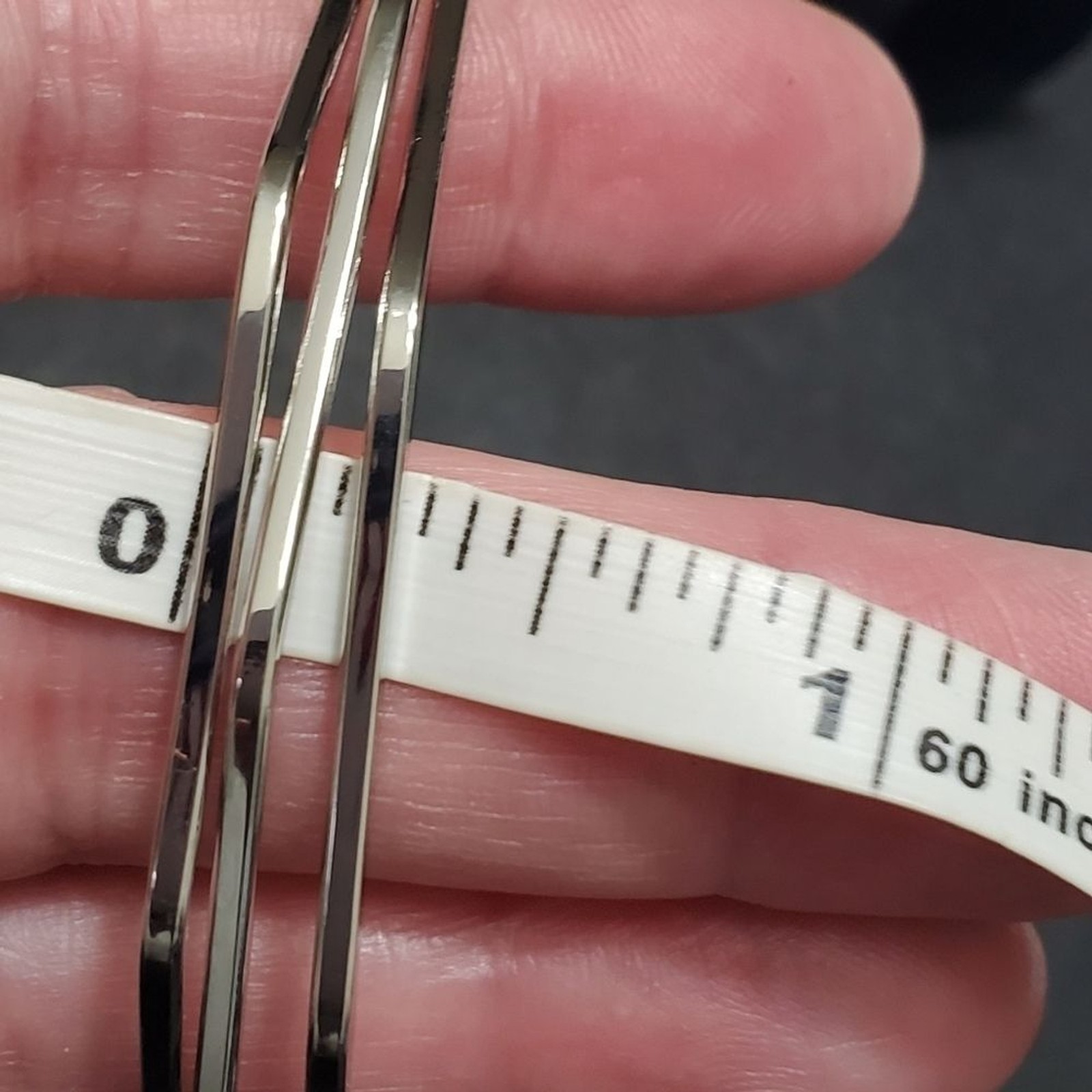 Silver tone angular bangle bracelet - image 5