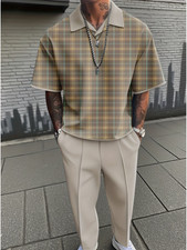 Men's Outfit 2 Piece Set Shirt Pants Suit PLUS SIZE BIG 2XL