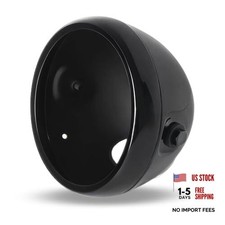 Gloss Black Motorcycle Headlight Bucket Shell - Vintage Waterproof 5 3/4" 5.75"