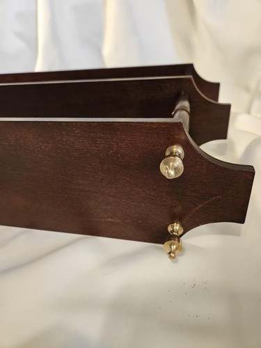Vtg Georgian Mahogany Trinket Display Shelf W/8 Solid Brass Finials Wall Mounted - Picture 6 of 11