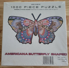 AMERICANA BUTTERFLY SHAPED 1000 Piece Jigsaw Puzzle NEW Made in USA T-1