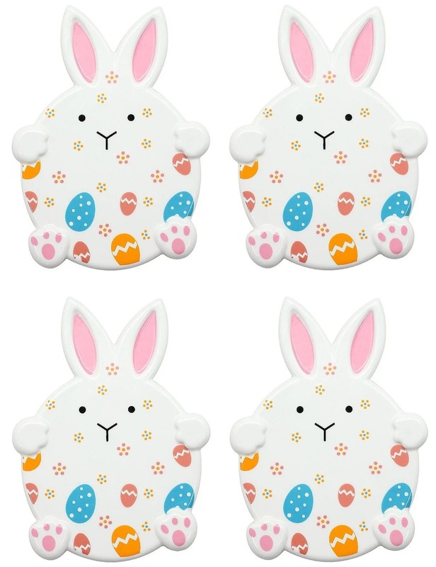 set of 4 Temp-tations Egg Hunt seasonal ceramic bunny coasters NIB NR