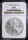 2007-W MS-70 BURNISHED SILVER EAGLE NGC GRADED BEAUTY, SEE PICTURES