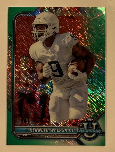 Bowman U Kenneth Walker III #97 Green Shimmer /99 Kansas City Chiefs