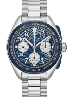 Bulova Lunar Pilot Timascus Limited Edition Silber Herren Armbanduhr 98A329