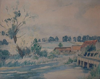 ENGLISCHES BAUERNHAUS IM SOMMER AQUARELL UNDEUTLICH SYBIL THOMPSON 1930