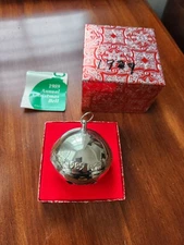 Wallace 1989 Silverplate Sleigh Bell Christmas Ornament In Box