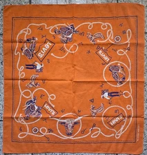 Vintage Levis Orange Western Cowboy Branding Hankerchief Bandana All Cotton