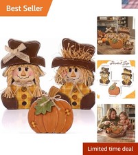 3-Piece Rustic Fall Scarecrow  Pumpkin Decor Set   Perfect for Thanksgiving