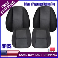 Driver& Passenger Bottom-Top Seat Cover Black For 2007 2008-2014 Chevy Silverado