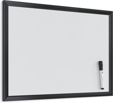 Magnetic Dry Erase Board White Board, 24" X 18" Inches, Black Wood Frame 307U00