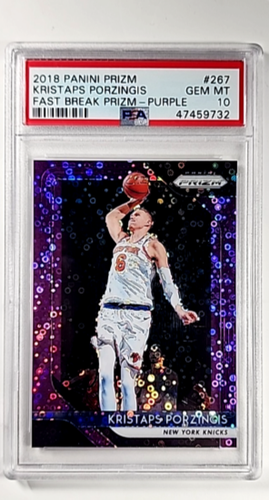 2018 Panini Prizm Fast Break Purple #98 Kristaps Porzingis /75 PSA 10 POP 2