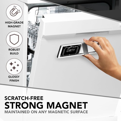 Premium Clean Dirty Magnet für Geschirrspüler Magnet, schwarz/weiß (silber) - Bild 2 von 7
