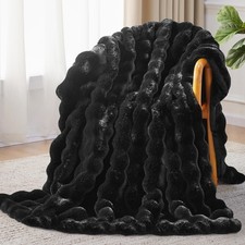 Anysay Faux Fur Throw Blanket 1000Gsm Fluffy Soft Bubble Blanket For Couch Bed