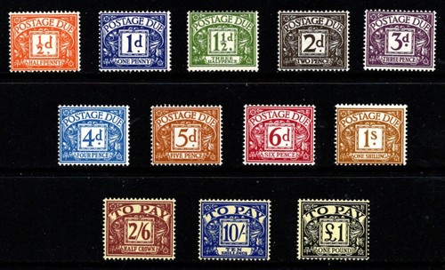 GB 1959-63 MC PORTO FÄLLIGER SATZ (ex 5/-) SG D56-D65, D67-D68 MNH Kat £60