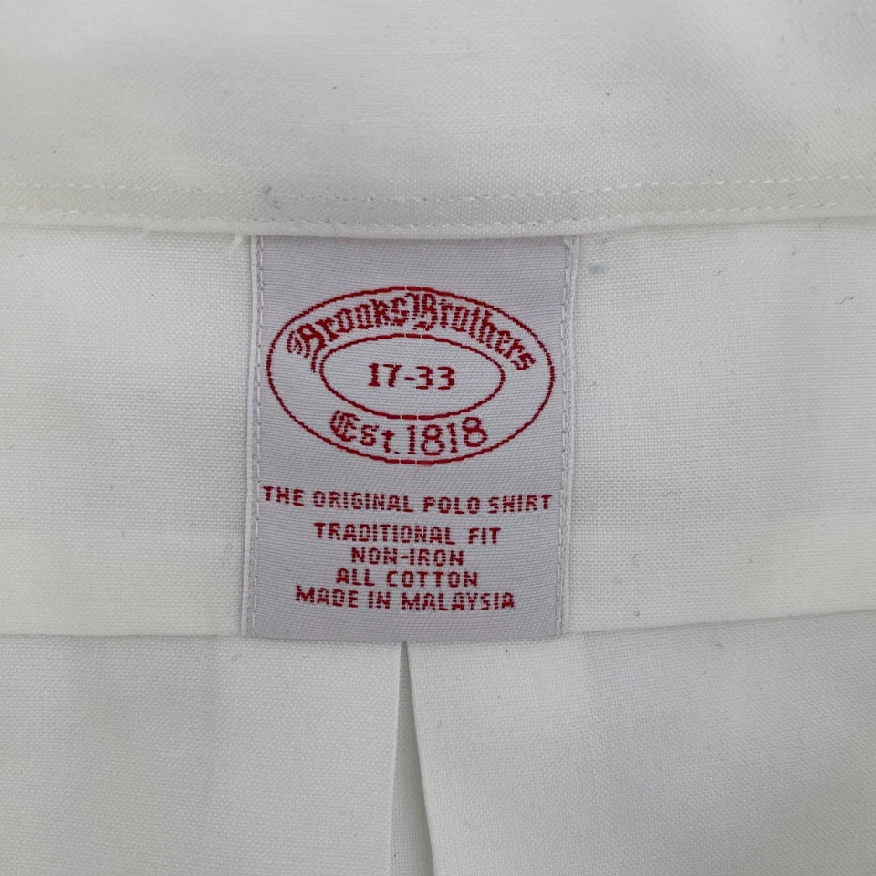Brooks Brothers Traditional Fit White Button Down Shirt Mens 17-33 New - Image 4 of 4