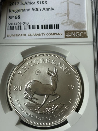 2017 S. Africa S1Rand 50th Anniversary Early Release SP70 NGC Krugerrand Silver 