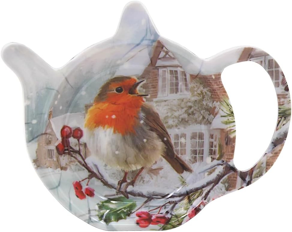 The Leonardo Collection Christmas Robins Teabag Tidy for Kitchen | Lovely Kitch