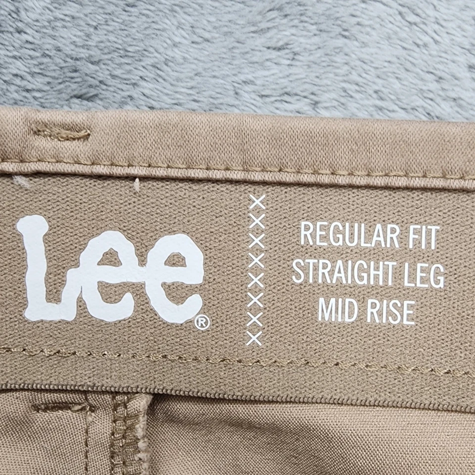 Lee Pants Womens 18 Tan Khaki Regular Fit Straight Leg Mid Rise Stretch Office - Image 4 of 4