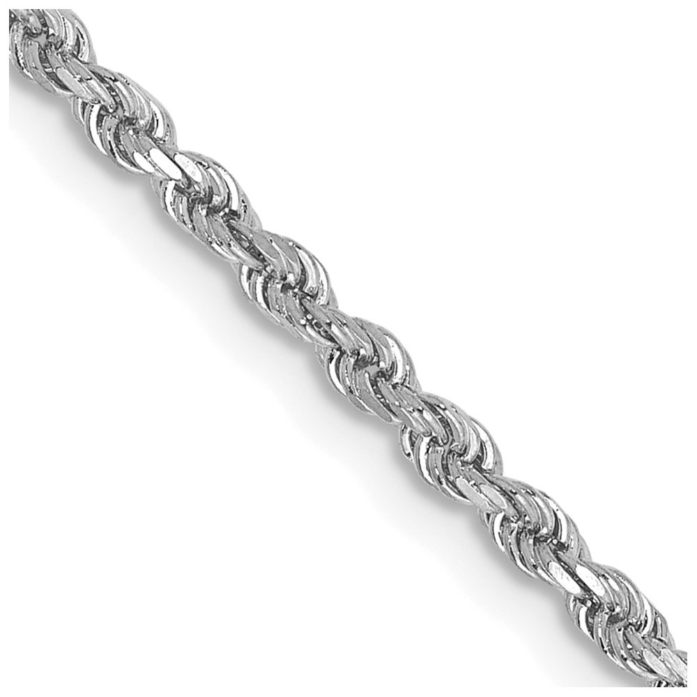 10k White Gold 2mm Diamond-cut Rope Chain Necklace 30