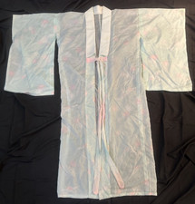 1960s 1970s kimono sheer pink floral Japanese Japan original authentic robe VTG