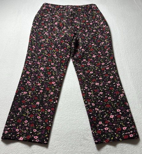 KATE SPADE Black Boho Floral Cigarette Trousers Women’s 8 Straight Cropped Pants - Picture 3 of 8