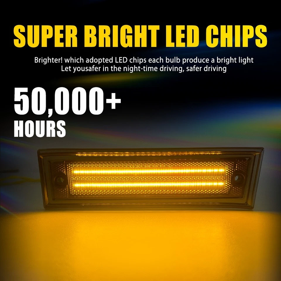 For Chevrolet K5 Blazer Suburban 1981-1991 Front Bumper Side Marker Lights Amber — 第 3/4 张图片