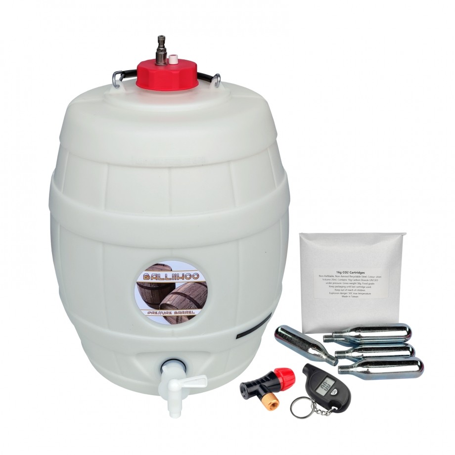 Pressure Barrel Homebrew Beer Keg & Balliihoo Co2 Control Cap System Bulbs Gauge