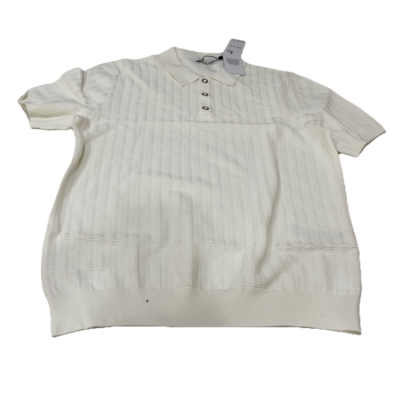 Reiss Pascoe Regular Fit Half Snap Polo Shirt Size L Color White