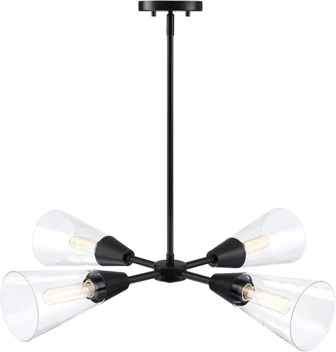 Norro 4-Light Matte Black Chandelier for Kitchen, Dining & Living Room - Picture 4 of 8