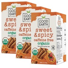 Good Earth Teas ORGANIC SWEET  SPICY Caffeine Free Herbal 18 Count 3 Pack 
