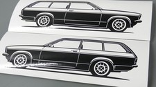 Opel Kadett C  Aufkleber Silhouette Opel Kadett C Caravan Sticker 2x Schwarz neu