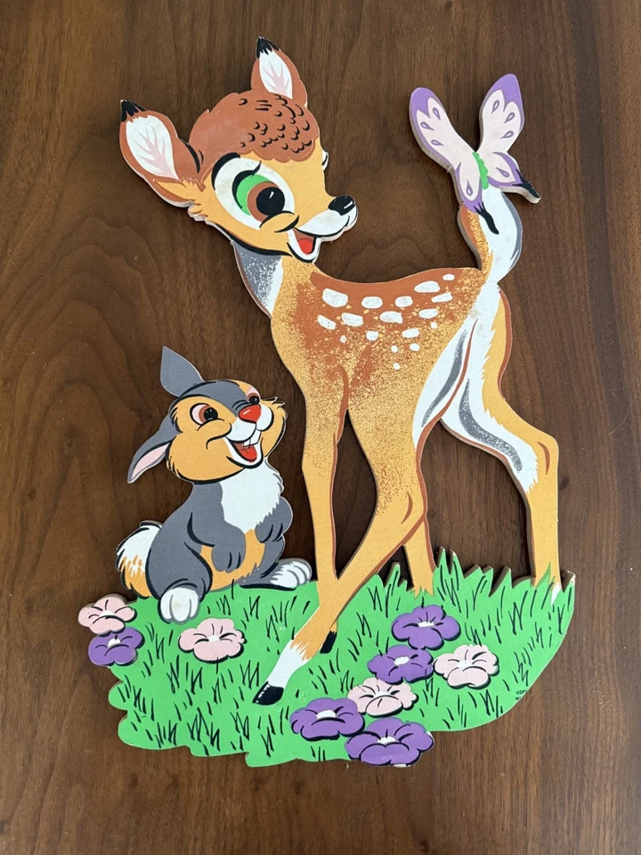 Juego de aglomerado vintage Bambi Disney decoración habitación infantil niños Foto 3 de 4