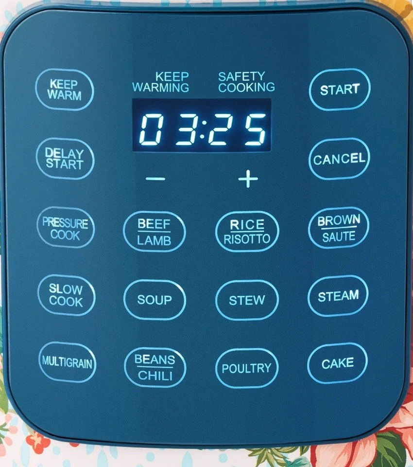 Olla a presión The Pioneer Woman Fancy Flourish de 6 cuartos de galón con pantalla táctil Foto 4 de 4