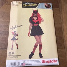 Simplicity Costume Pattern 8432 Ms DC BOMBSHELLS ~ the Batwoman ~ Sz 6-14