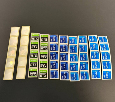 10 Pcs Each Nvidia RTX, Win11 & i5 or i7 or i9 Sticker Label Decal Badge