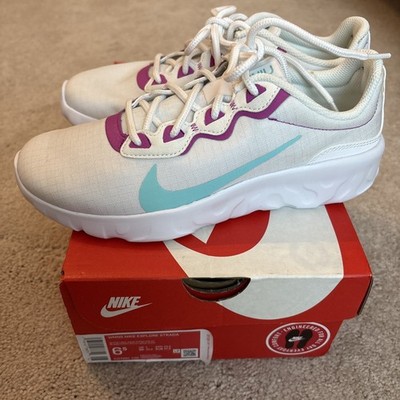 NIKE EXPLORE STRADA WOMEN Athletic Shoes SZ 6.5 White Aqua Violet CD7091-100 NIB