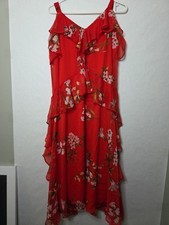 Girls Red Floral Long Dress