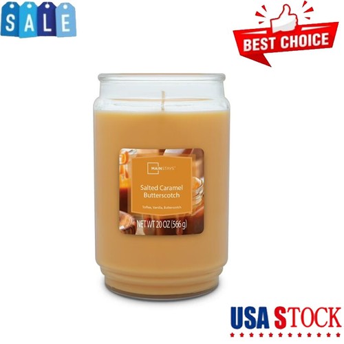 Salted Caramel Butterscotch Scented Single Wick Candle 20 oz for Home