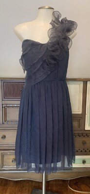 Beautiful Off  Shoulder BCBG Dress . Stone Blue Party Swt 16 Prom Sz 12 Flower