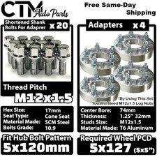 4x 1.25" Thick 5x120 to 5x5" 5x127 Wheel Spacer Adapter Bolt Fit BMW Models