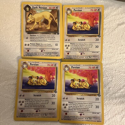 Set Of 4 Persian Pokemon Cards, 3 Jungle, 1 Team Rocket, Uncommon, Near  Mint