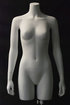 Adult Female Matte White Fiberglass Headless Torso Mannequin with Base