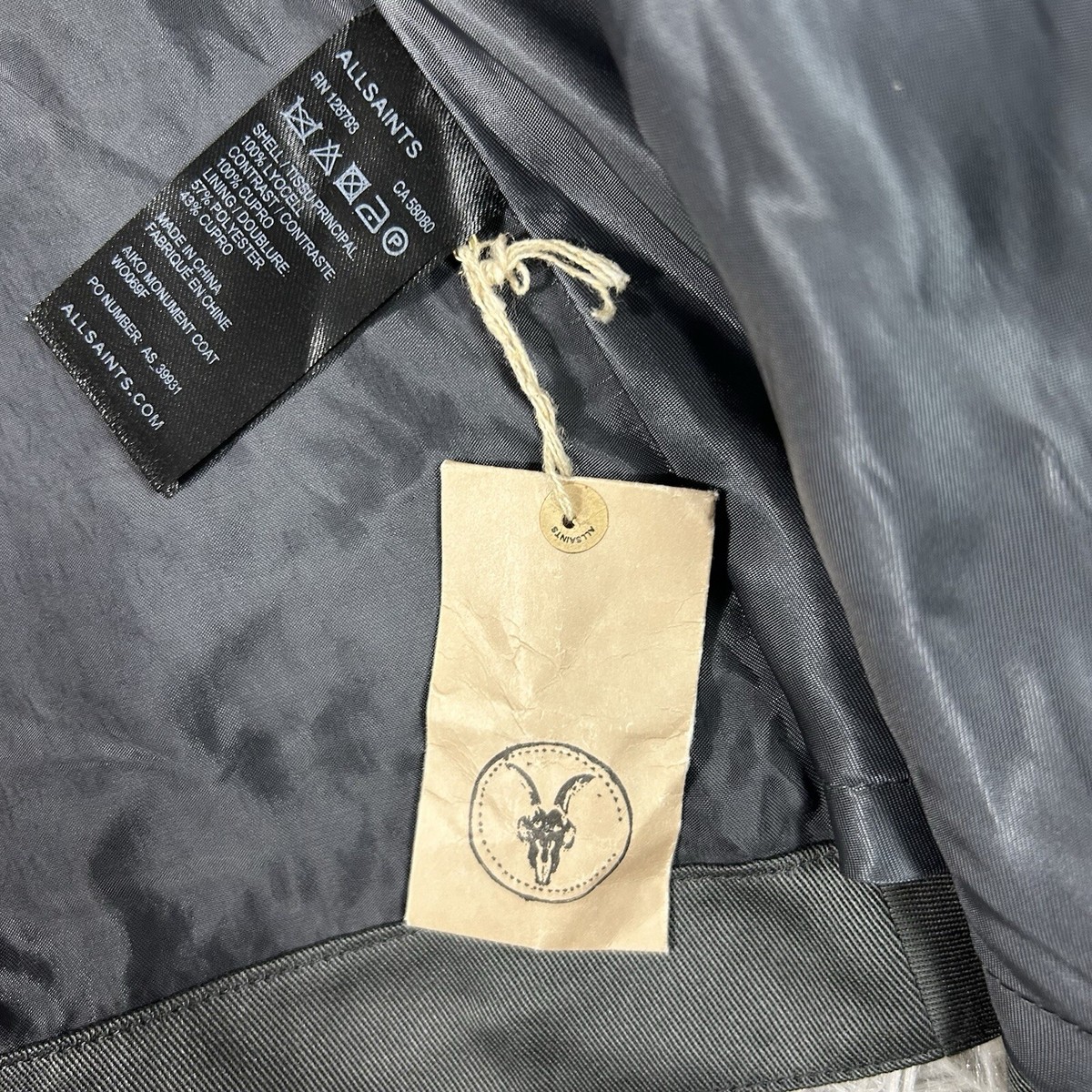 New ALLSAINTS Aiko Monument Coat Women's Grey Asymmetrical WO069F
