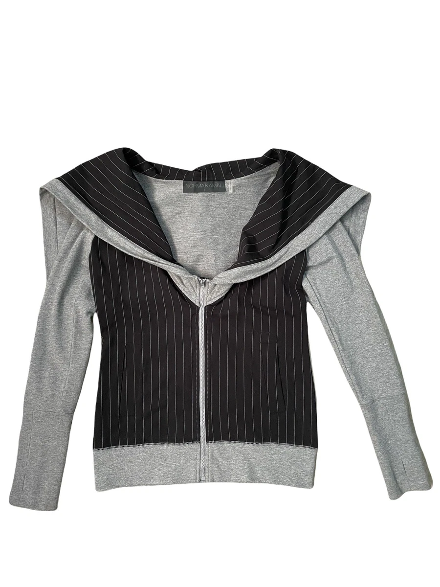 NORMA KAMALI Womens Zip Front Black Gray Zip Hoodie Size Small Contemporary  Edgy | eBay