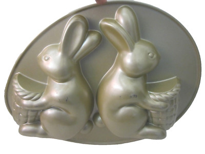 Nordic Ware Easter Bunny Cake Pan 3D Bunny Basket Mold Egg Shape Gold 10 cups