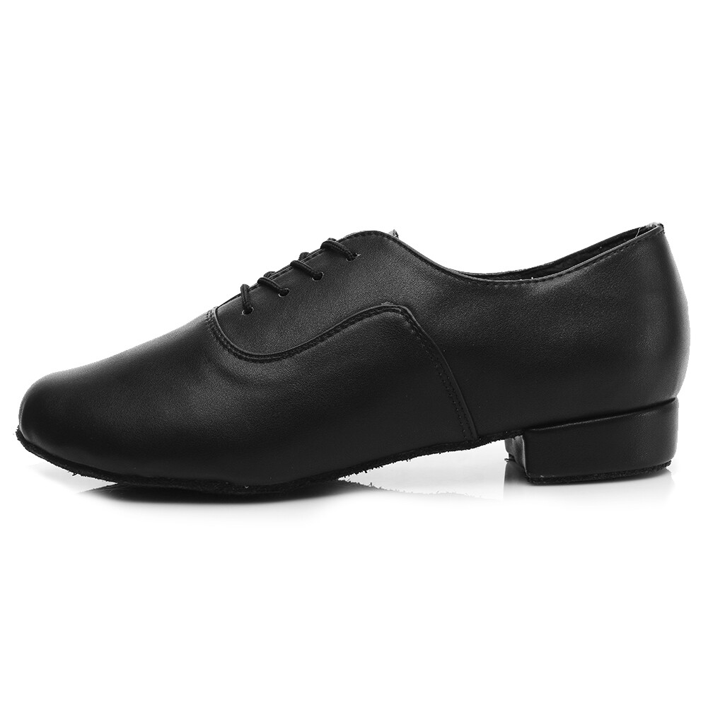 Mens Boys Latin Dance Shoes Black PU Ballroom Tango Salsa Shoes Low